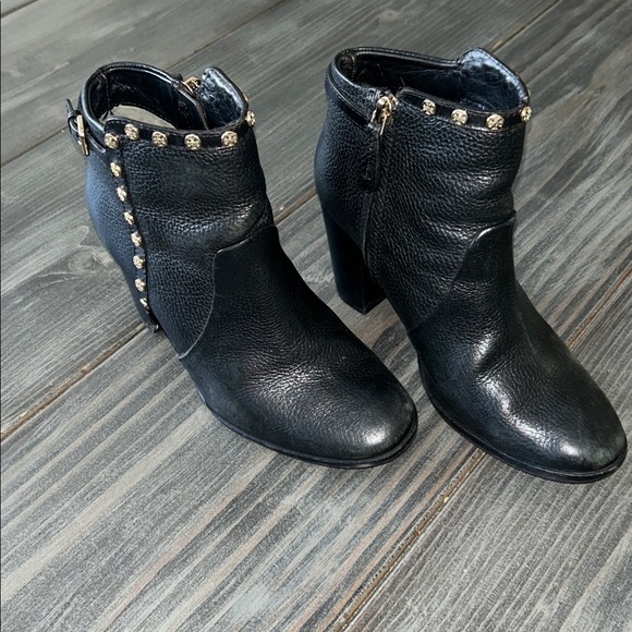 Black Studded Tory Burch Size 8 Ankle Boots GUC - Picture 1 of 11